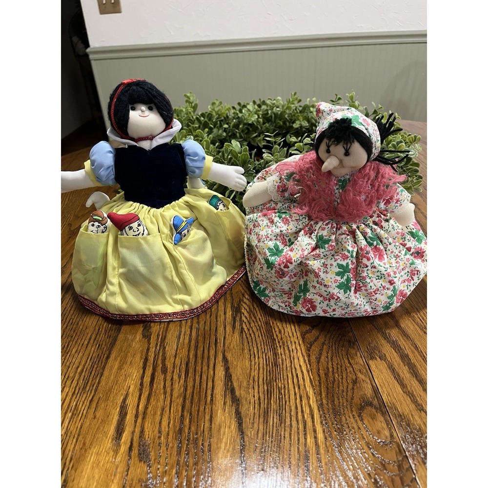Two Vintage Snow White & 7 Dwarfs Alma's Design Topsy Turvy Flip Doll Evil Queen
